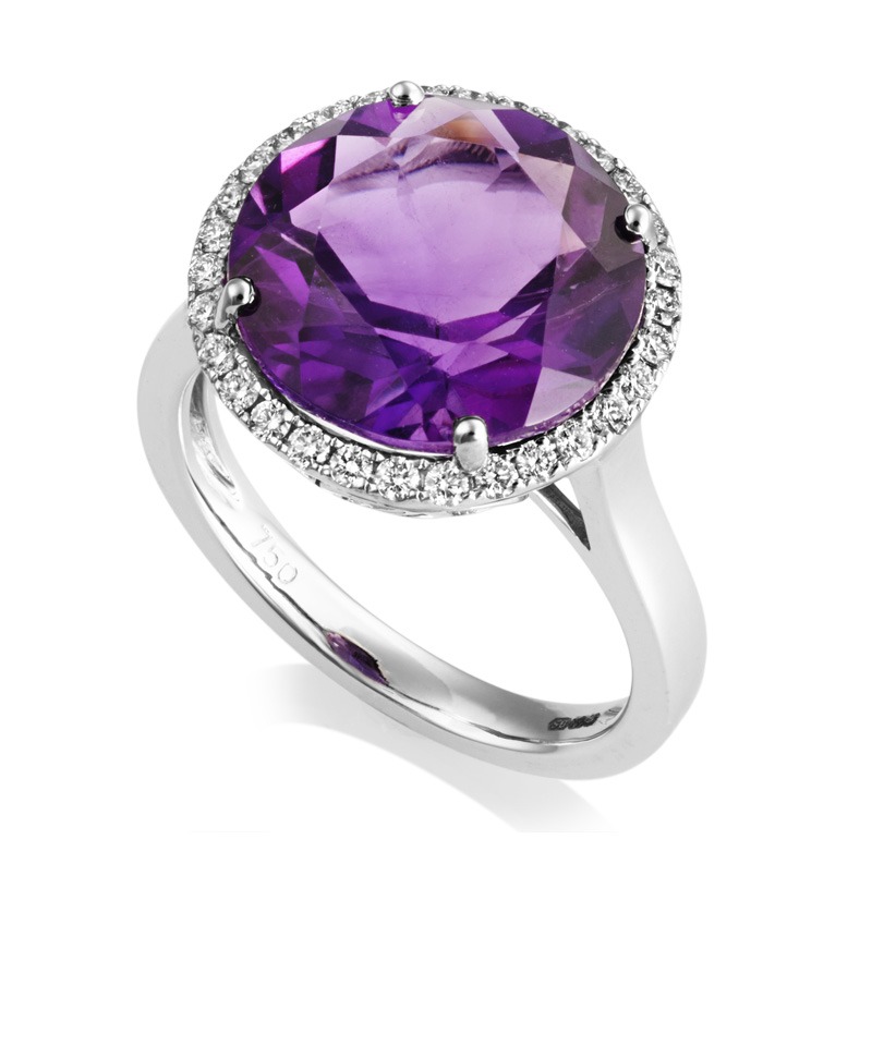 white gold amethyst diamond ring