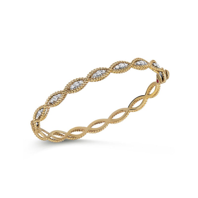 Roberto Coin 18ct Yellow White Gold New Barocco Diamond Bangle