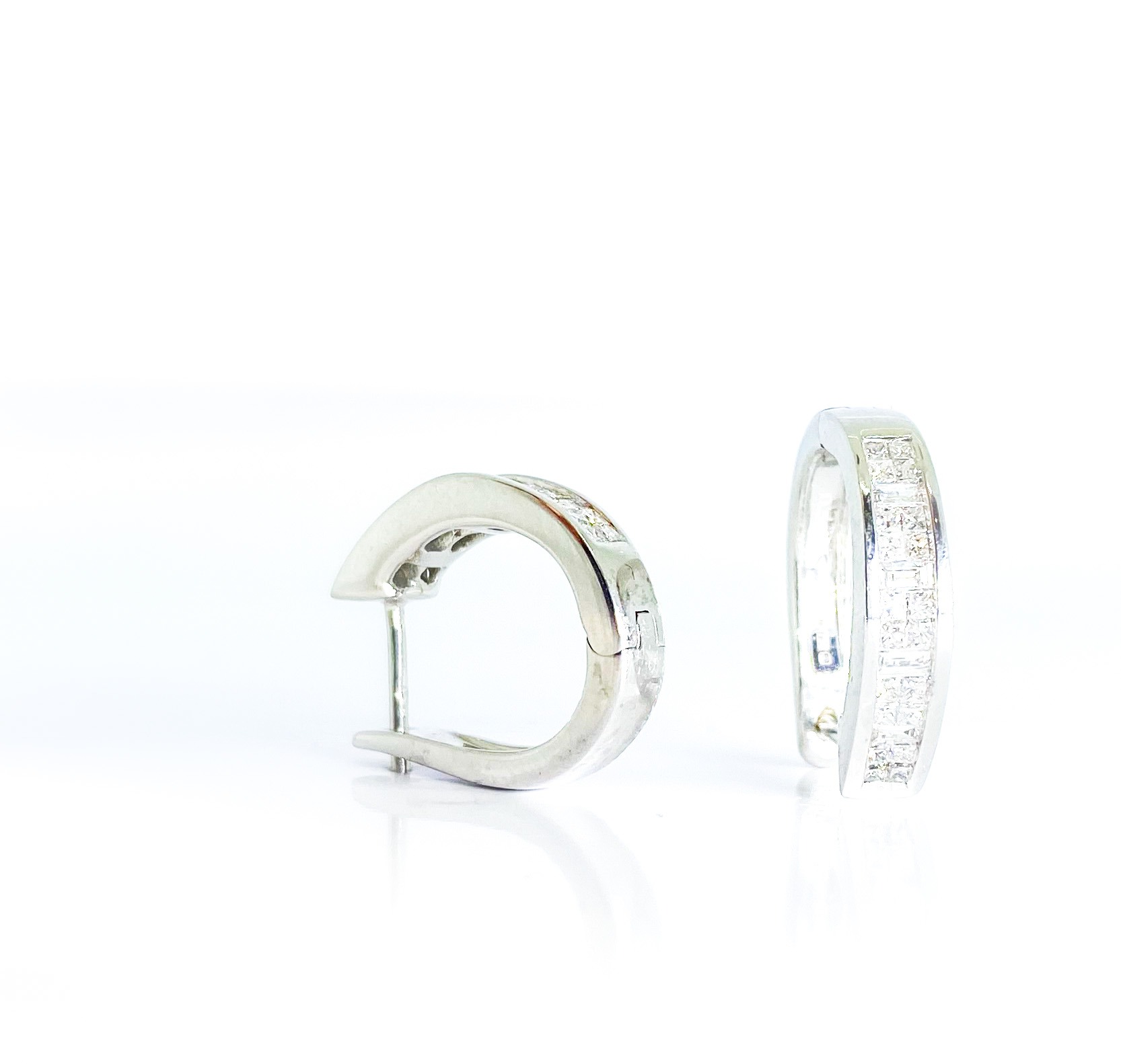 18ct white gold diamond hoop earrings